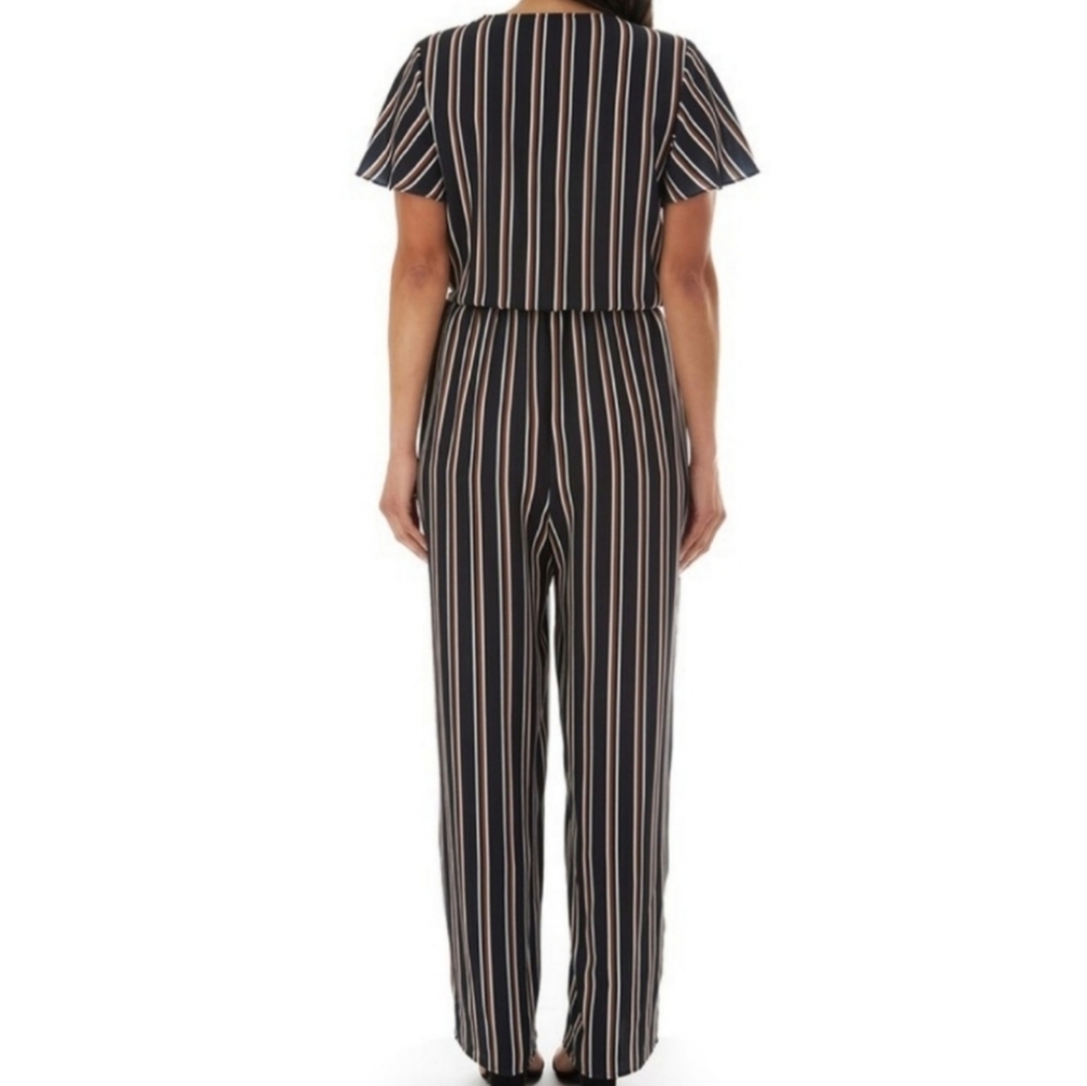 Apt. 9 Wrap Front Striped Jumpsuit Size M Flutter… - image 2